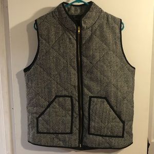 Black and white herringbone vest
